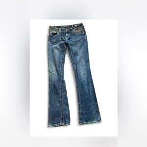 Miss Me Blue Boot Cut Jeans with Embroidery